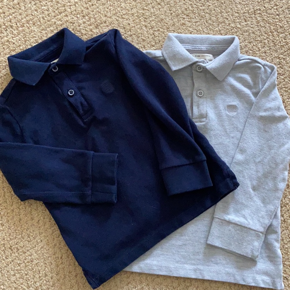 Never worn! Zara Kids Long Sleeves Polo Shirts for Boy Size 5 in Gray and Blue.